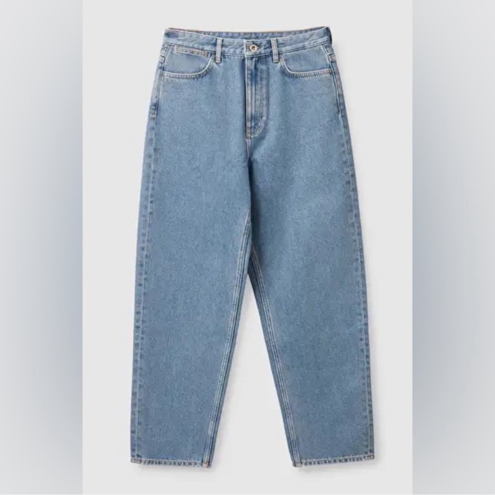 COS Tapered Leg Jeans High Rise Ankle Length Cotton Denim in Blue sz. 25
